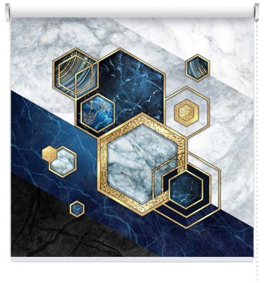 Houseart Μπλε μάρμαρο με ρόμβους, Line Art, Ρολοκουρτίνες, 100 x 100 εκ.